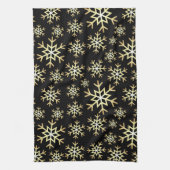 Serviette de cuisine en flocon de Noël en or noir (Vertical)