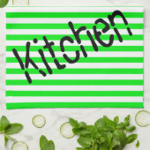 Serviette de cuisine en Grille Vert Floral (Plié)