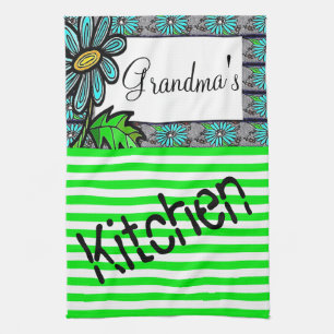 Serviette de cuisine en Grille Vert Floral