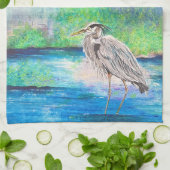 Serviette de cuisine en Héron bleu (Plié)