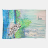 Serviette de cuisine en Héron bleu (Horizontal)