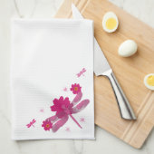 Serviette de cuisine en libellule rose (Quart Plié)