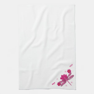 Serviette de cuisine en libellule rose