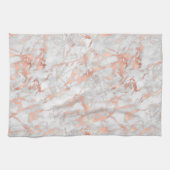 Serviette de cuisine en marbre blanc et Rose or (Horizontal)