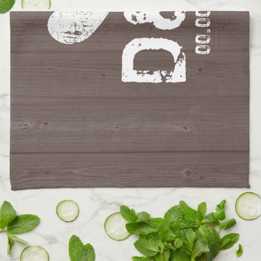 serviette de cuisine en monogramme de bois brun vi (Plié)