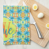 Serviette de cuisine en mosaïque florale (Quart Plié)