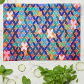 Serviette de cuisine en mosaïque méditerranéenne (Plié)