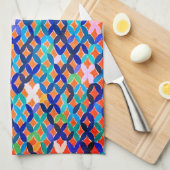 Serviette de cuisine en mosaïque méditerranéenne (Quart Plié)