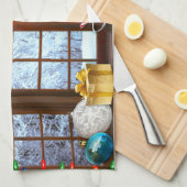 Serviette de cuisine en neige de Noël (Quart Plié)