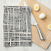 Serviette de cuisine en noir et crème texturée (Quart Plié)