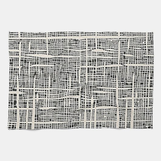 Serviette de cuisine en noir et crème texturée (Horizontal)