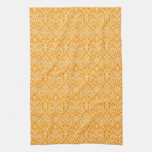 Serviette de cuisine en or et blanc Damas (Vertical)