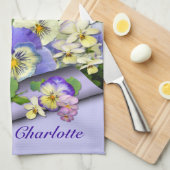 Serviette de cuisine en pastel de ~ de pensées (Quart Plié)