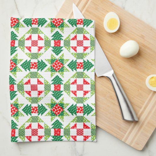 Serviette de cuisine en patchwork de Noël (Quart Plié)