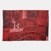 Serviette de cuisine en patchwork rouge « S'élever (Horizontal)