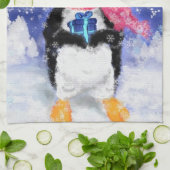 Serviette de cuisine en pingouin de Noël (Plié)