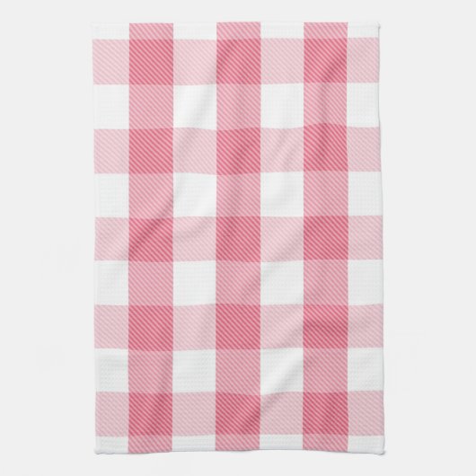 Serviette de cuisine en plaid rose et blanc (Vertical)