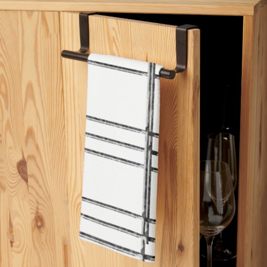 Serviette de cuisine en rayures noir et blanc (Pliage en tiers)