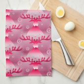 serviette de cuisine en renne rose (Quart Plié)