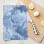 Serviette de cuisine en Reptile Bleu (Quart Plié)