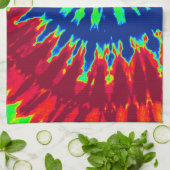 Serviette de cuisine en teinture bleu foncé et rou (Plié)