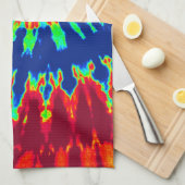 Serviette de cuisine en teinture bleu foncé et rou (Quart Plié)