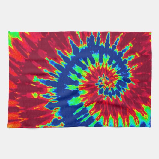 Serviette de cuisine en teinture bleu foncé et rou (Horizontal)