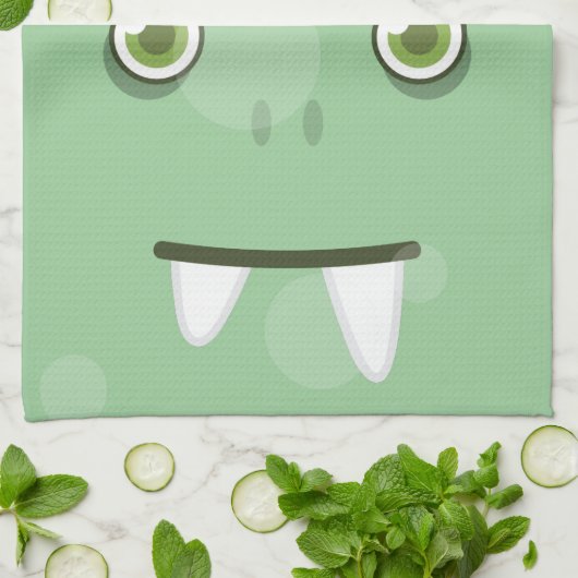 Serviette de cuisine face Monster Vert (Plié)