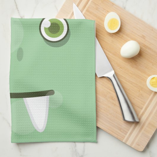 Serviette de cuisine face Monster Vert (Quart Plié)