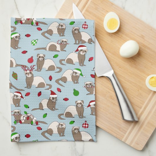 Serviette de cuisine Ferret de Noël (Quart Plié)