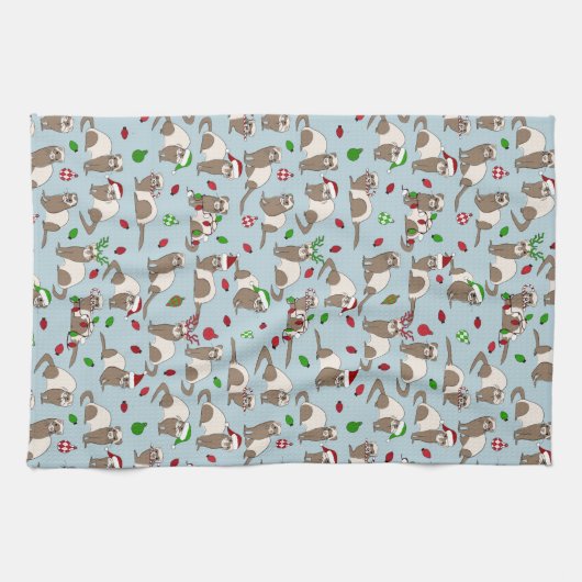 Serviette de cuisine Ferret de Noël (Horizontal)