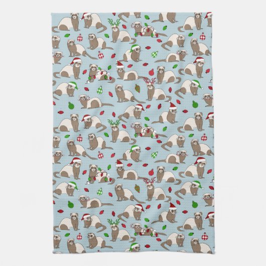 Serviette de cuisine Ferret de Noël (Vertical)