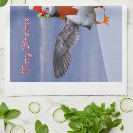 Serviette de cuisine Festive Puffins (Plié)