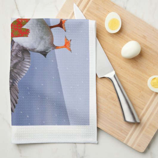 Serviette de cuisine Festive Puffins (Quart Plié)