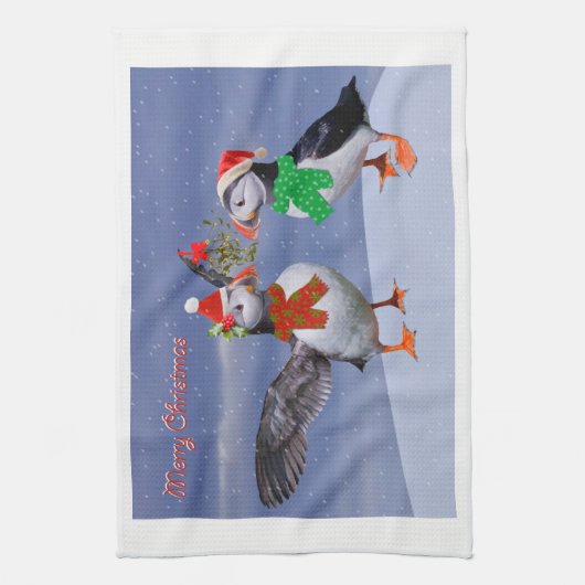 Serviette de cuisine Festive Puffins (Vertical)