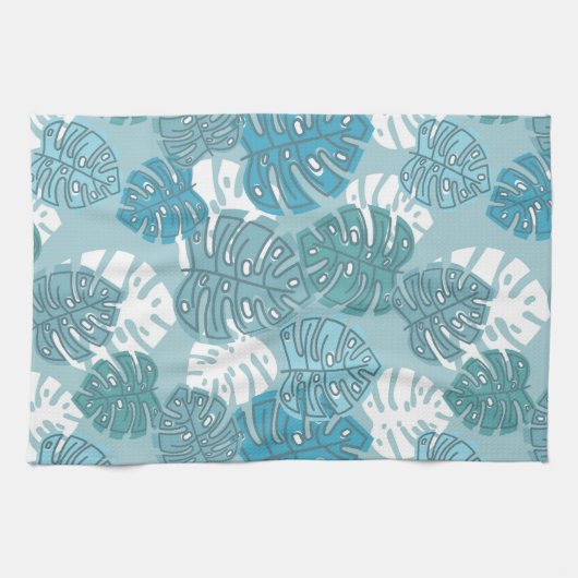 serviette de cuisine feuille bleue (Horizontal)