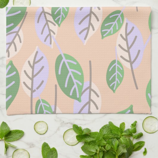 serviette de cuisine feuille pastel (Plié)