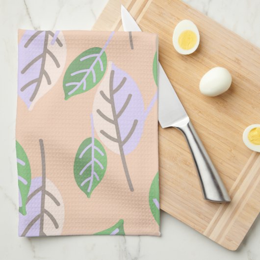 serviette de cuisine feuille pastel (Quart Plié)