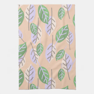 serviette de cuisine feuille pastel
