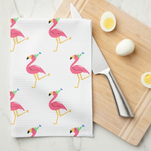 Serviette de cuisine Flamant rose (Quart Plié)