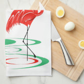 Serviette de cuisine Flamant rose de Noël rouge (Quart Plié)