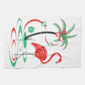 Serviette de cuisine Flamant rose de Noël rouge (Horizontal)