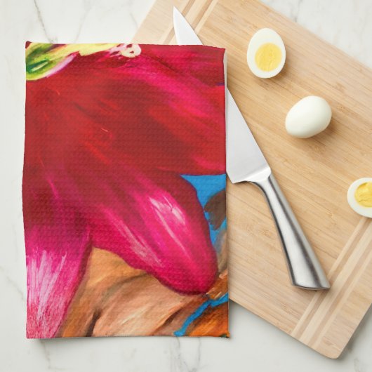 Serviette de cuisine Fleur Cactus (Quart Plié)