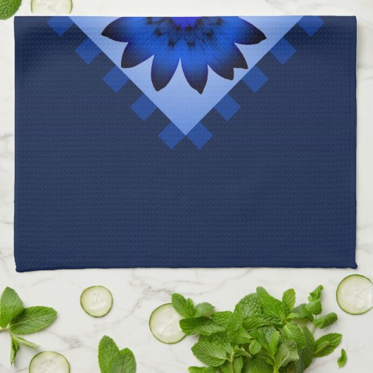 Serviette de cuisine Fleur Fleur Bleu Foncé (Plié)