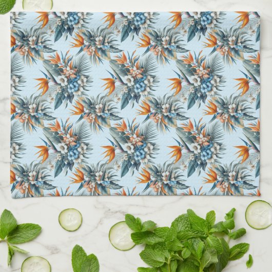 Serviette de cuisine Fleur Oiseau Tropical du Para (Plié)