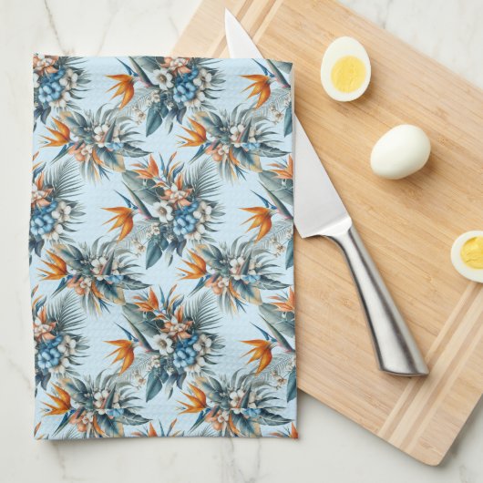 Serviette de cuisine Fleur Oiseau Tropical du Para (Quart Plié)
