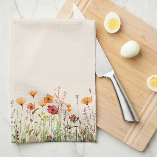 Serviette de cuisine fleur sauvage (Quart Plié)