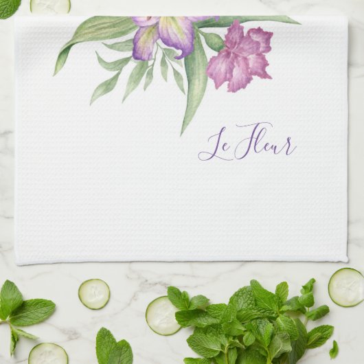 Serviette de cuisine fleurie (Plié)