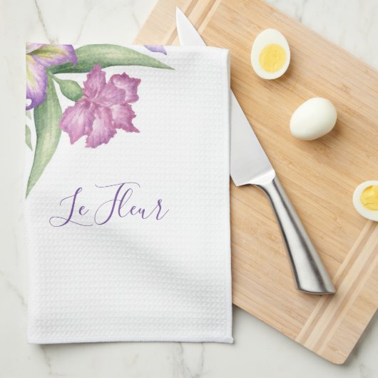 Serviette de cuisine fleurie (Quart Plié)