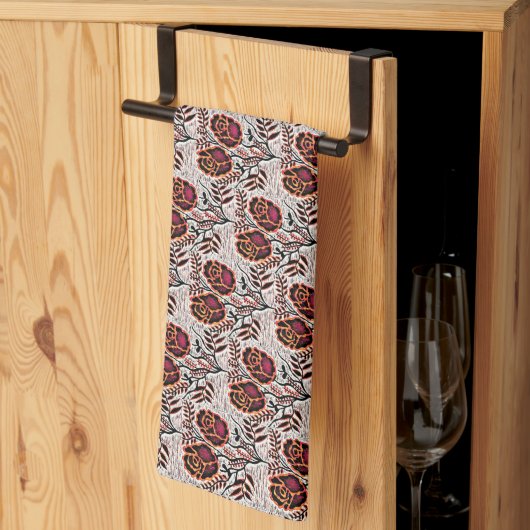 Serviette de cuisine fleurie (Pliage en tiers)